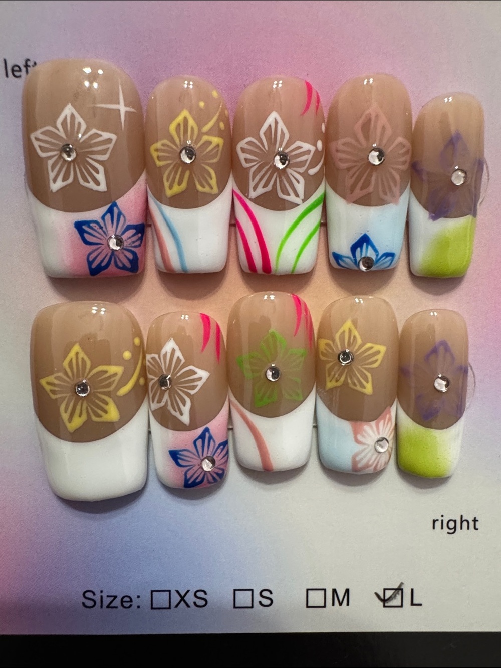 Neutral Floral French Tip Press-On Nails